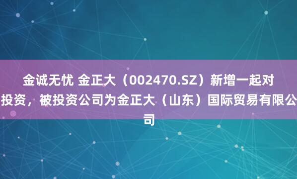 金诚无忧 金正大（002470.SZ）新增一起对外投资，被投资公司为金正大（山东）国际贸易有限公司